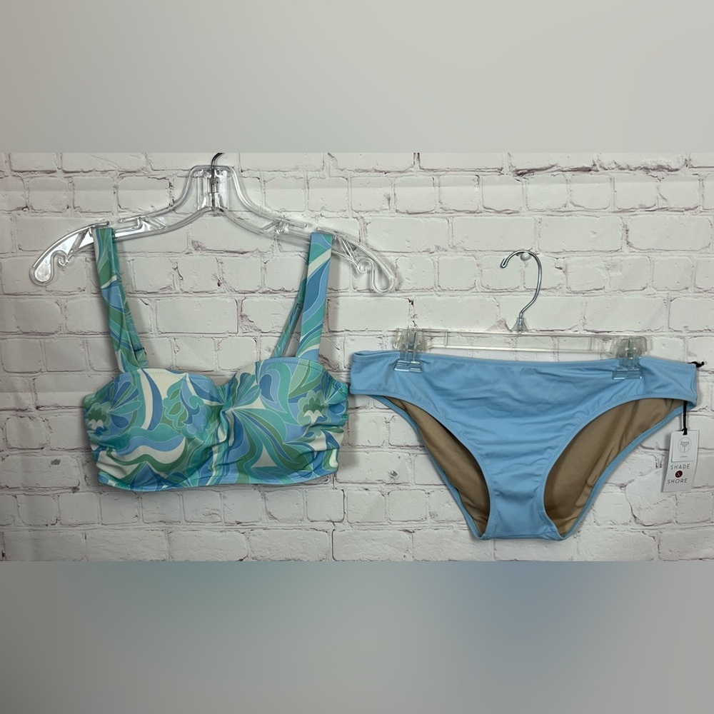 Shade and Shore Blue and Green Patterned Bikini Set